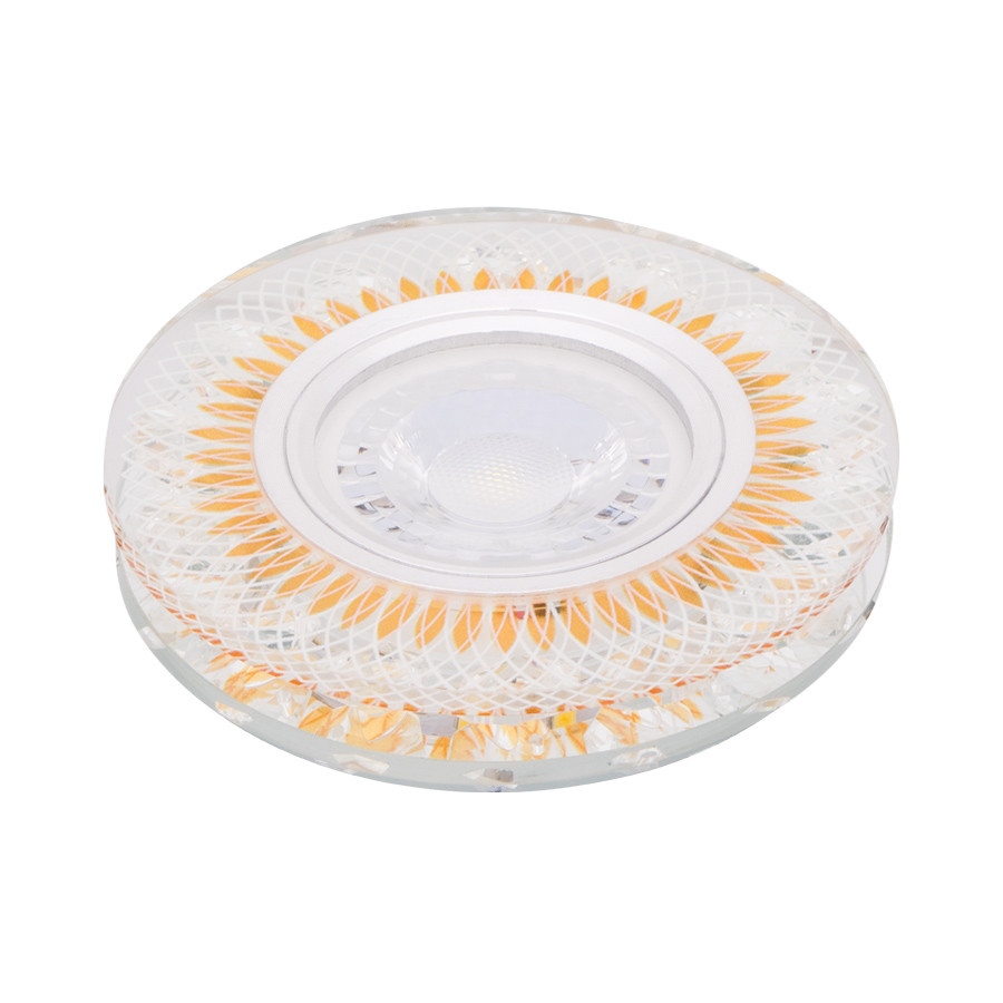 SPOT MR16 A ENCASTRER ROND 3D GLASS + CRYSTAL + LED 3W CLAIRE+ORANGE
