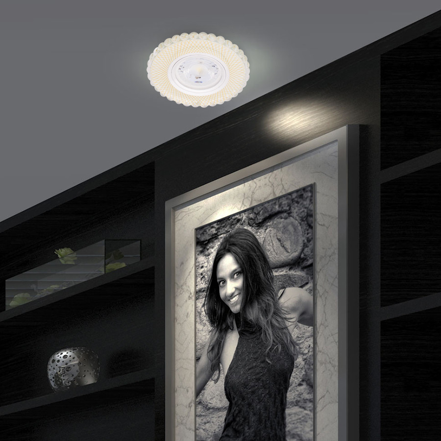 SPOT MR16 A ENCASTRER ROND 3D GLASS + CRYSTAL + LED 3W