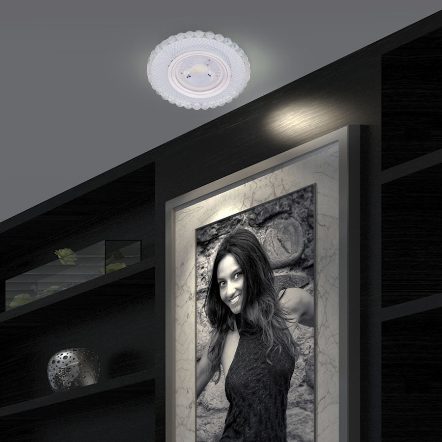 SPOT MR16 A ENCASTRER ROND 3D GLASS + CRYSTAL + LED 3W